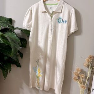 Disney Cream Polo Dress with Floral Accents